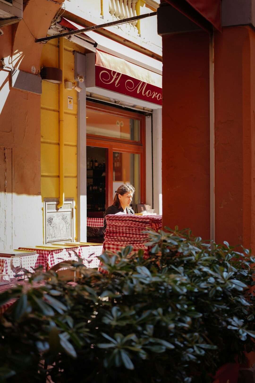 elderly woman in cafe